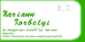 mariann korbelyi business card